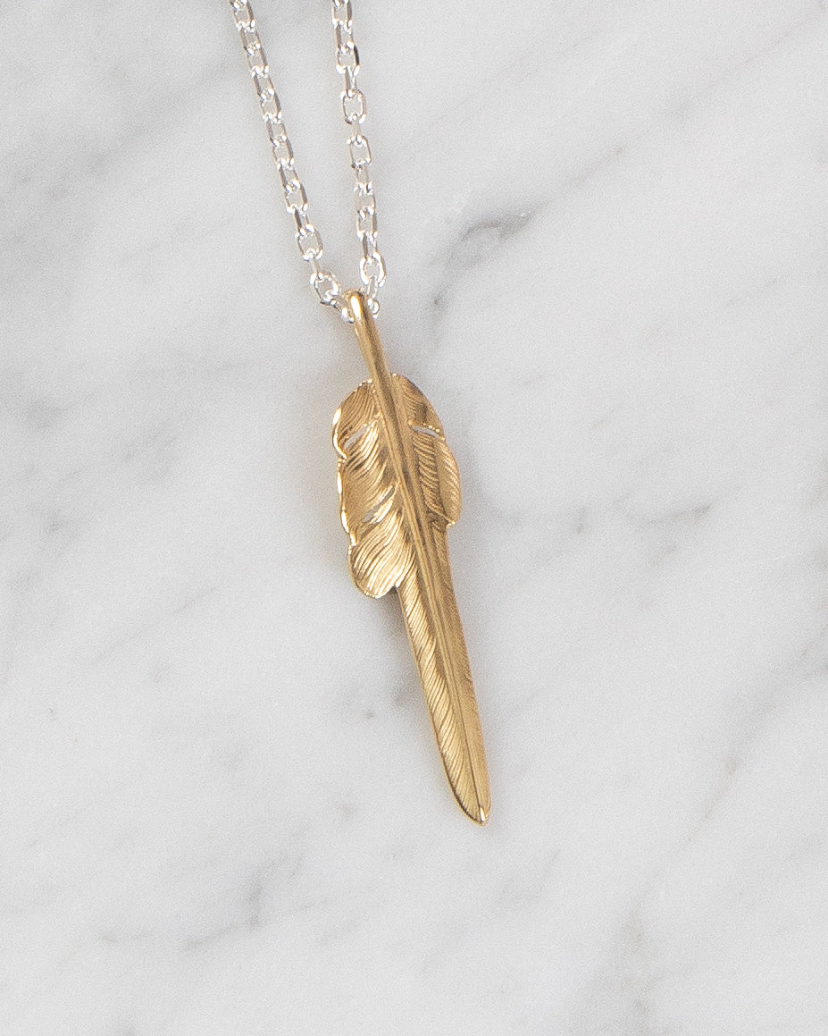 Larry Smith 18K Gold Kazekiri Feather, Medium (Right)