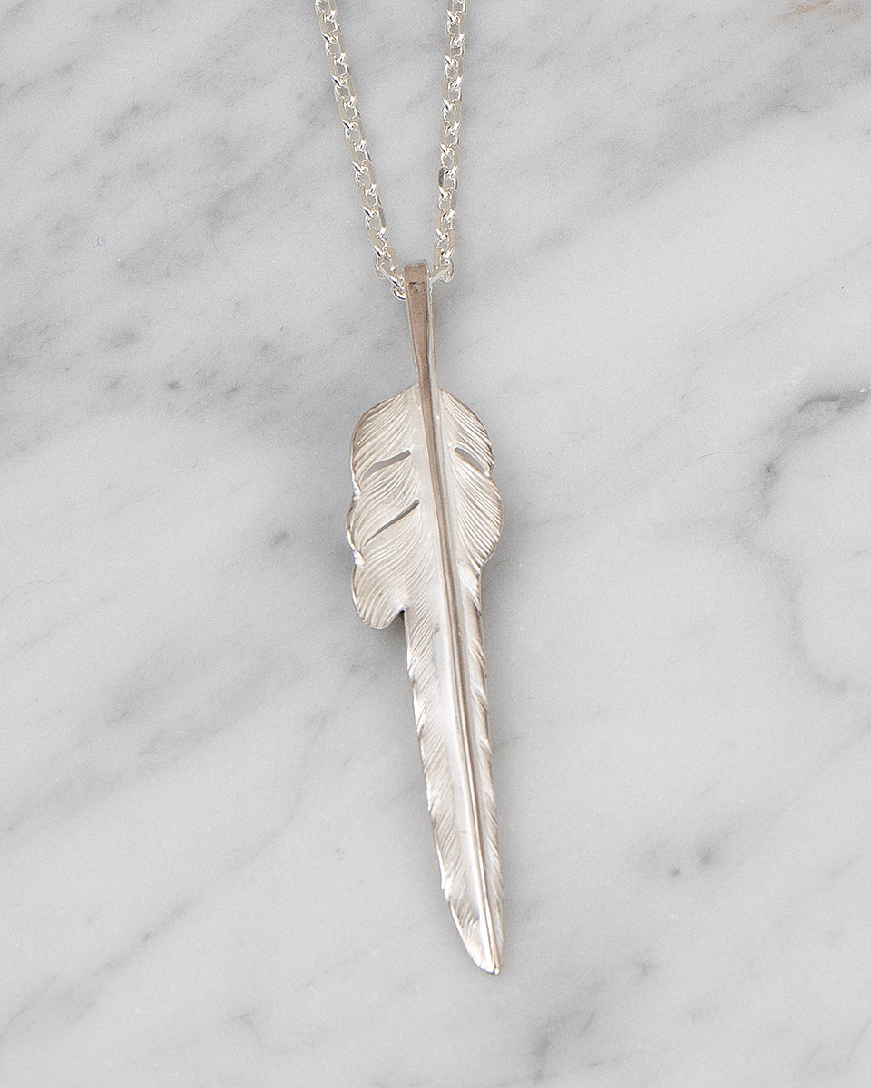 Larry Smith Silver Kazekiri Feather, Large (Right)