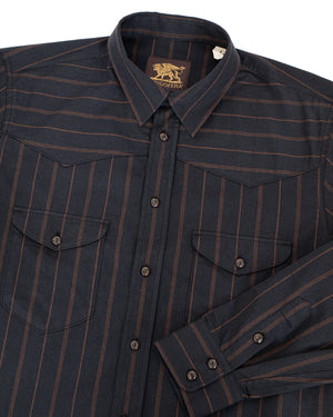 Indigofera Manolito Shirt, Cotton Stripe, Black / Brown