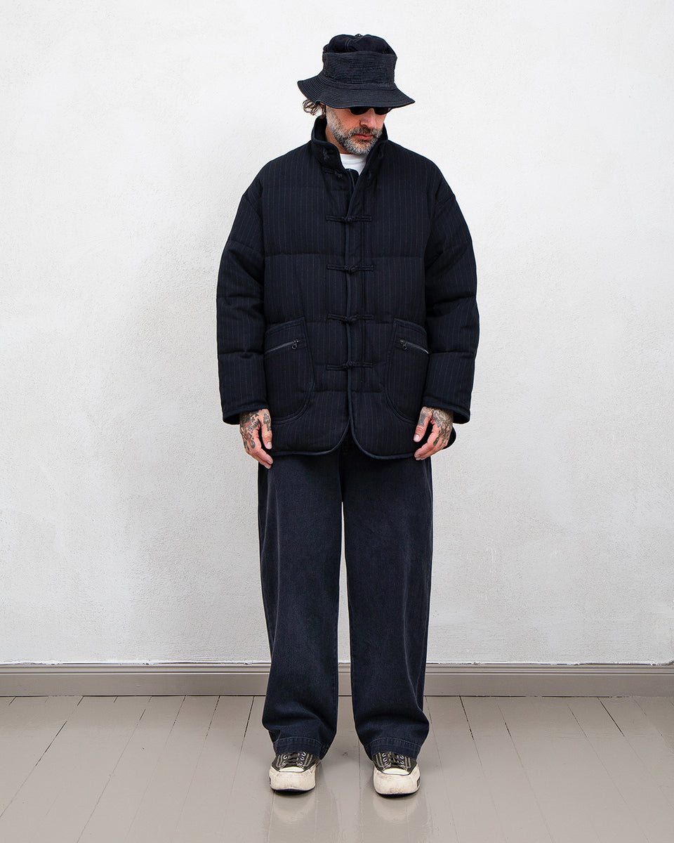 Porter Classic Pin Stripe Chinese Down Jacket, Black