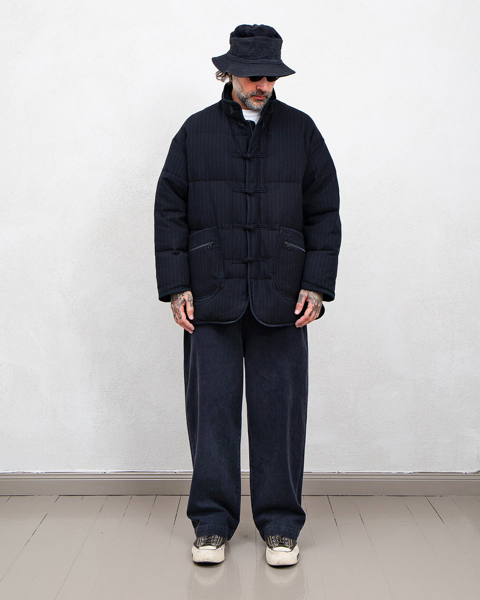 Porter Classic Pin Stripe Chinese Down Jacket, Black