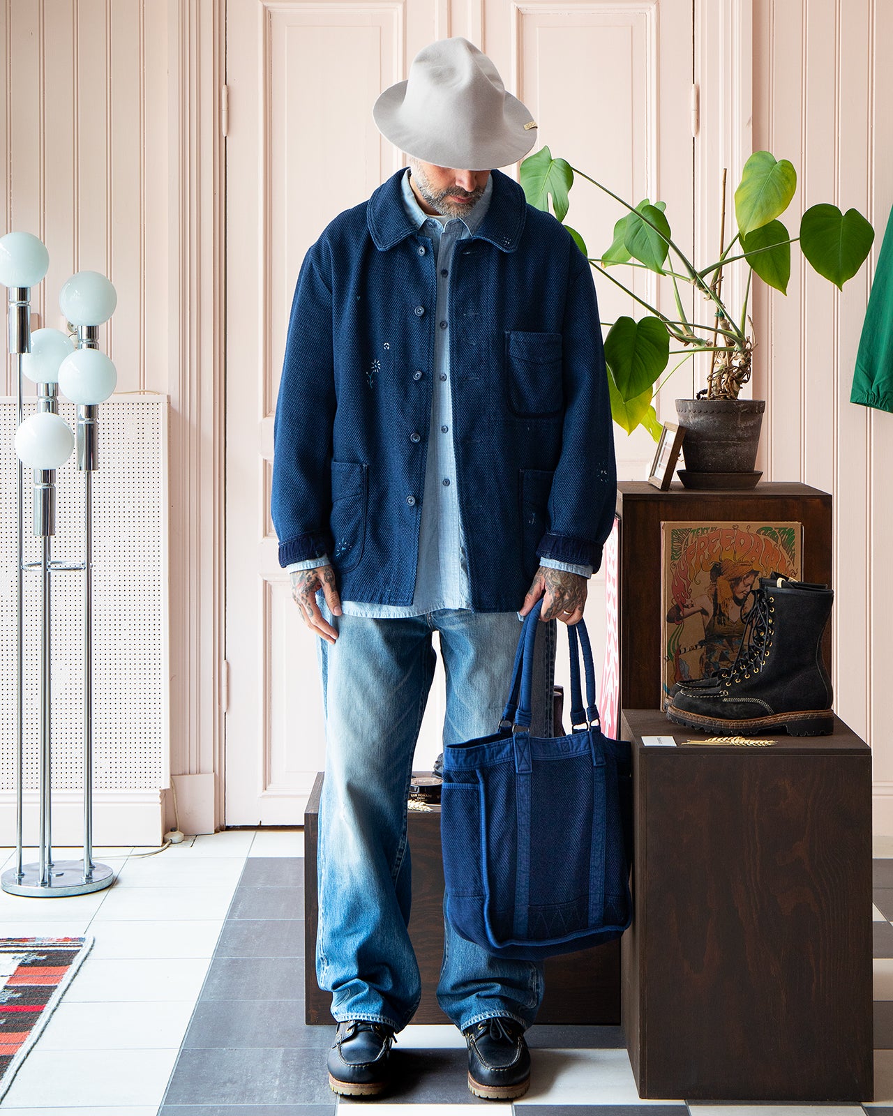 Porter Classic Kendo French Jacket, Embroidery, Blue