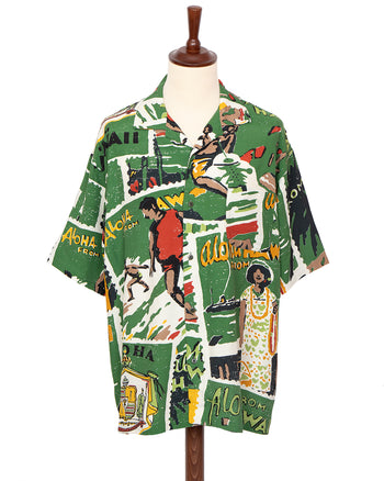 Porter Classic Hawaiian Outdoor Aloha Shirt, Green