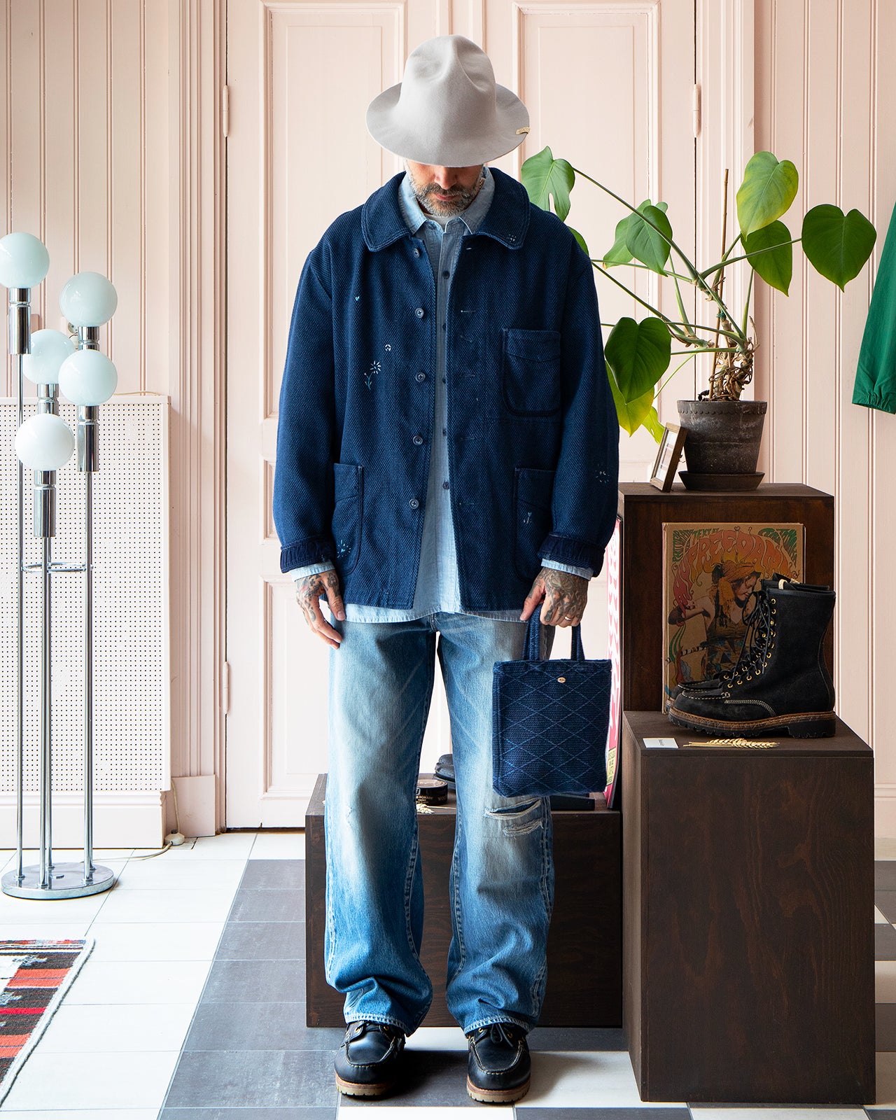 Porter Classic Kendo Mini Tote Bag, Silver Charm, Blue