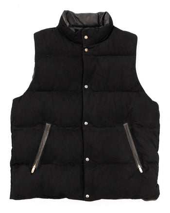 Porter Classic Leather Suede Down Vest, Black