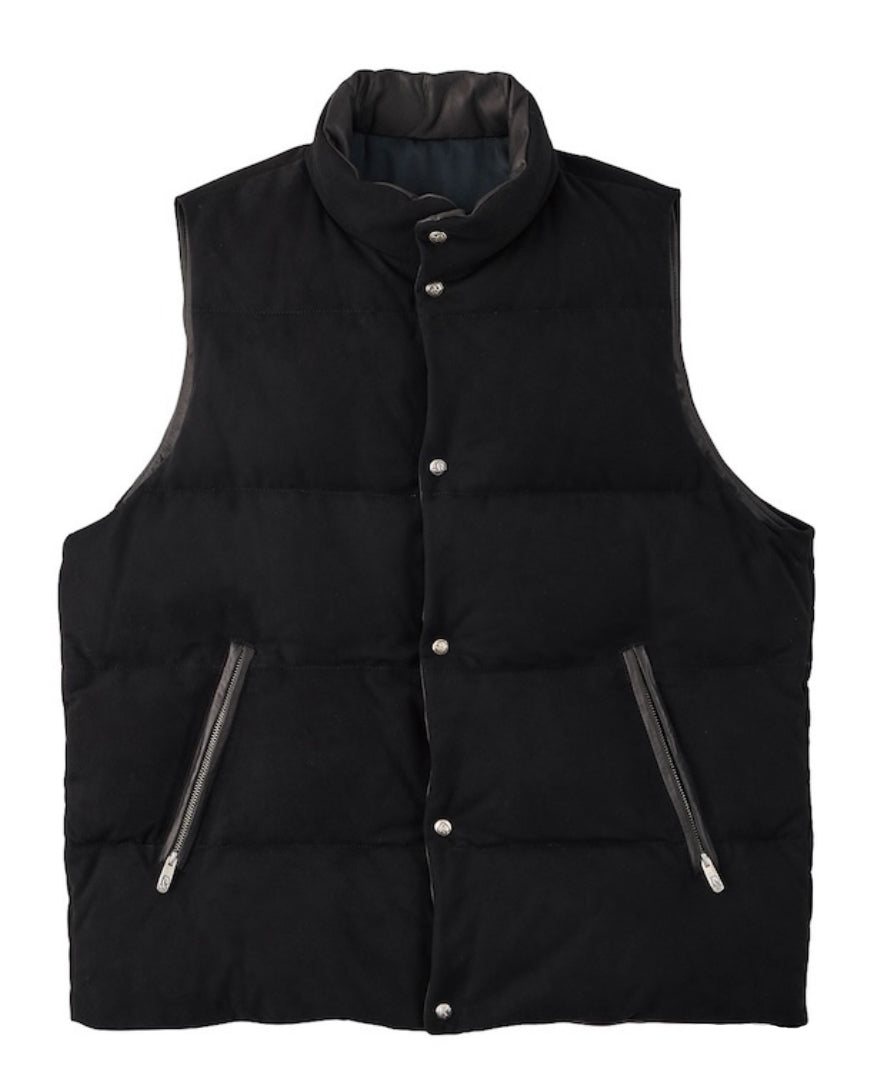 Porter Classic Leather Suede Down Vest, Black