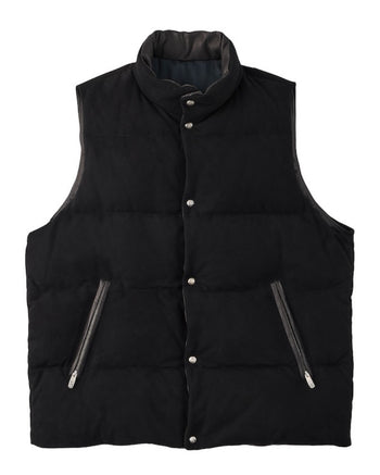 Porter Classic Leather Suede Down Vest, Black