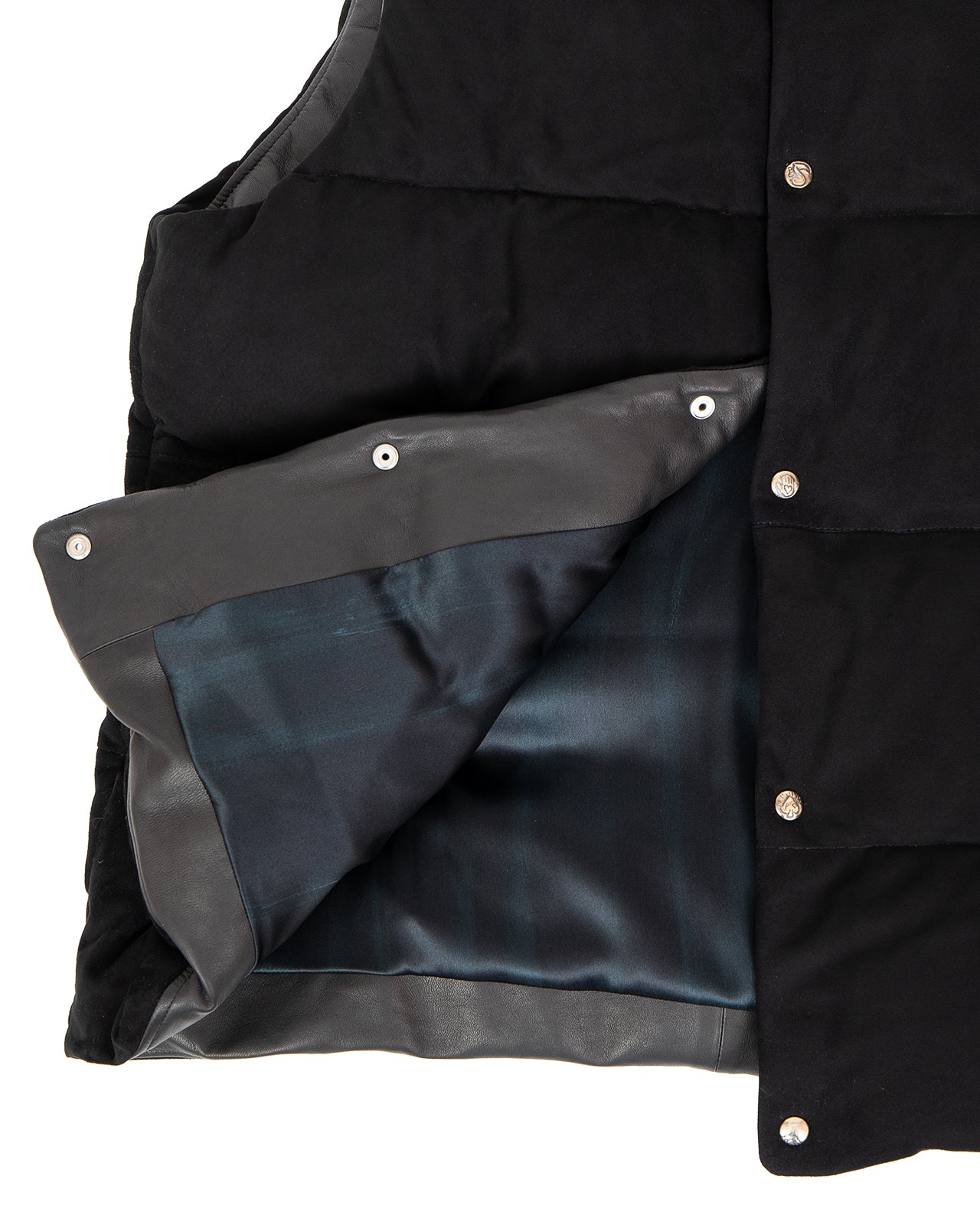 Porter Classic Leather Suede Down Vest, Black