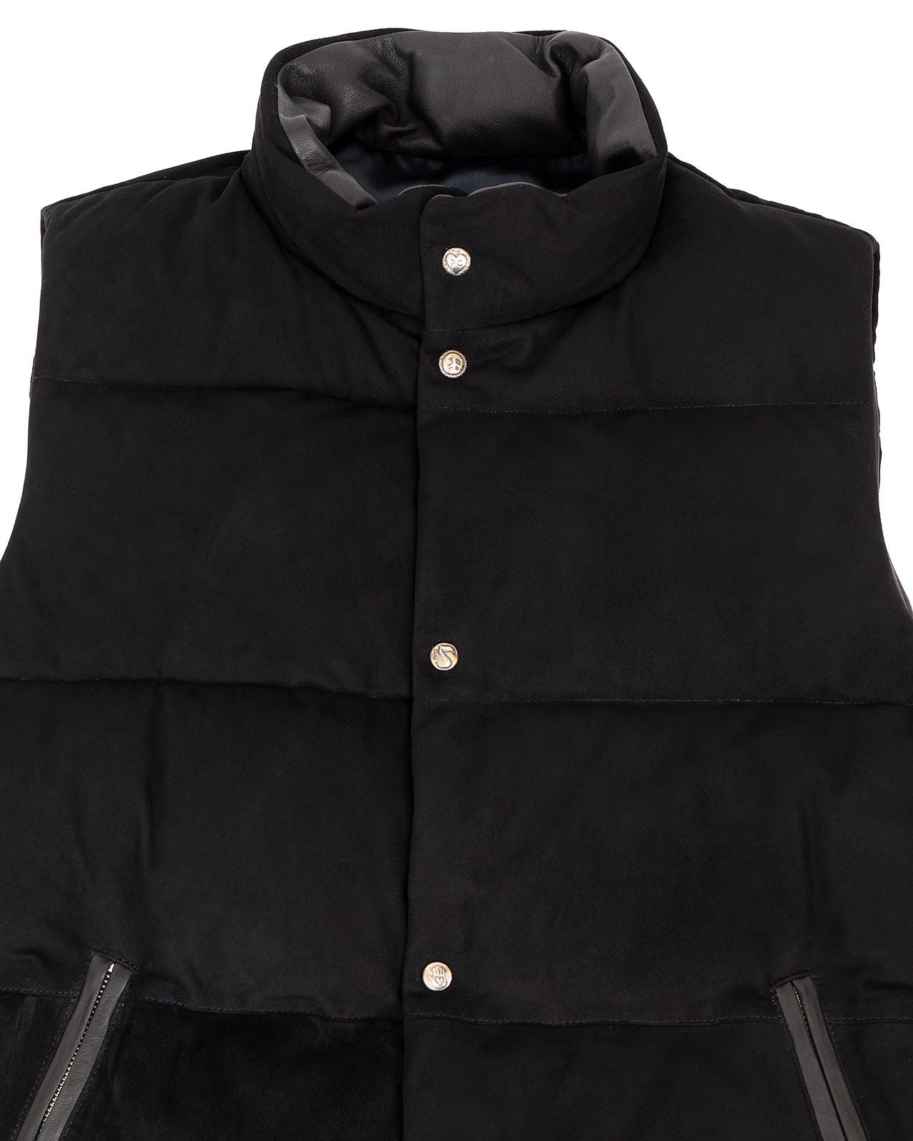 Porter Classic Leather Suede Down Vest, Black