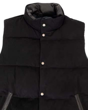 Porter Classic Leather Suede Down Vest, Black