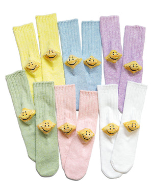 Kapital 56 Yarns 3x1 Rib Rainbowy Happy Heel Socks, Blue