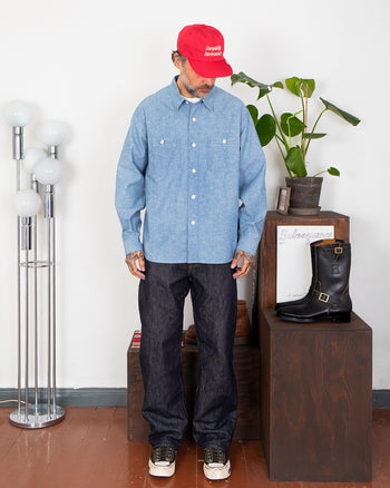 Visvim Briggs Chambray L/S DMGD LT.Indigo