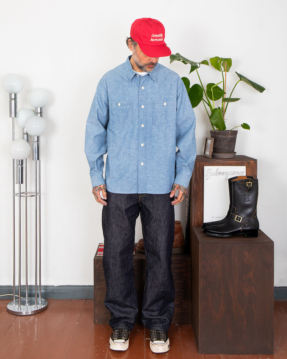 Visvim Briggs Chambray L/S DMGD LT.Indigo