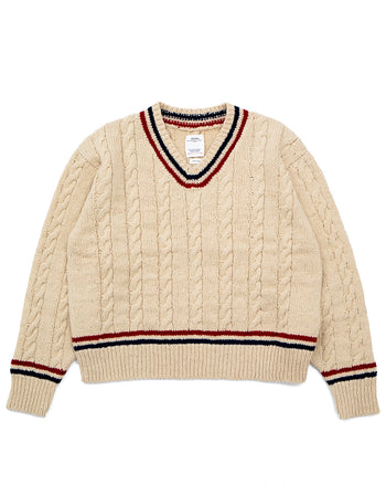Visvim Collegia V-Neck Knit, Ivory