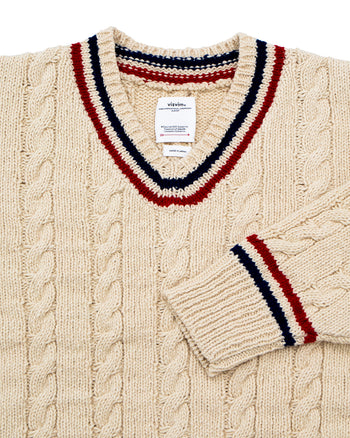 Visvim Collegia V-Neck Knit, Ivory