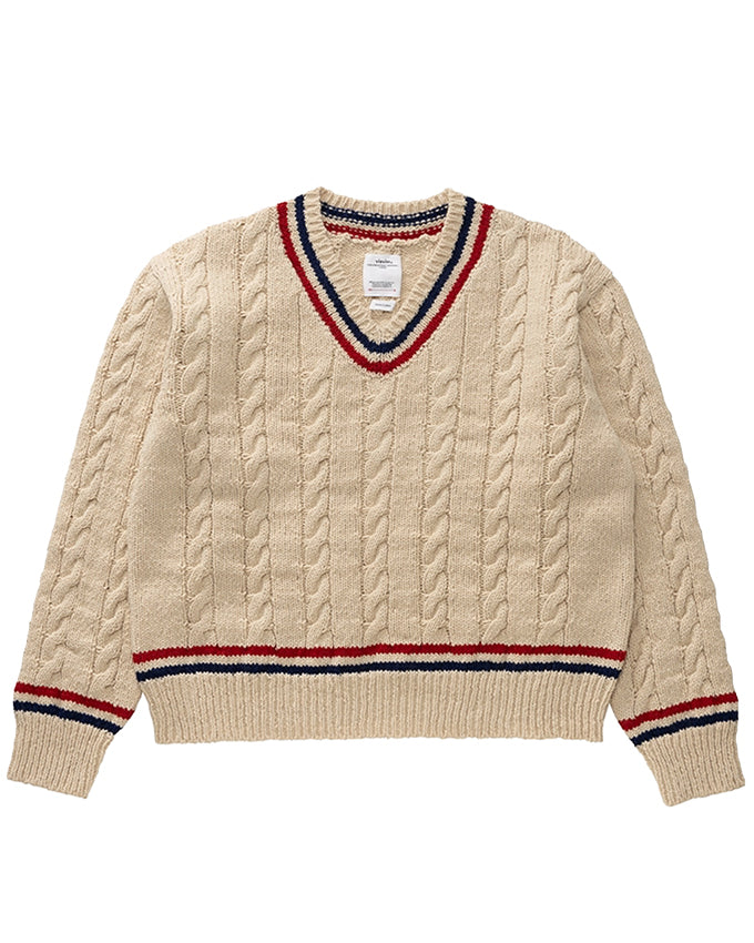 Visvim Collegia V-Neck Knit, Ivory