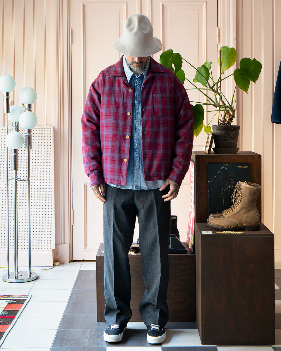 Visvim Keesey Check Down Jacket, Red