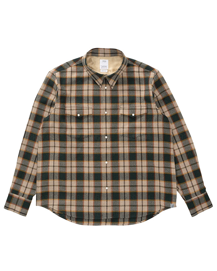 Visvim Meridian Check L/S, Green