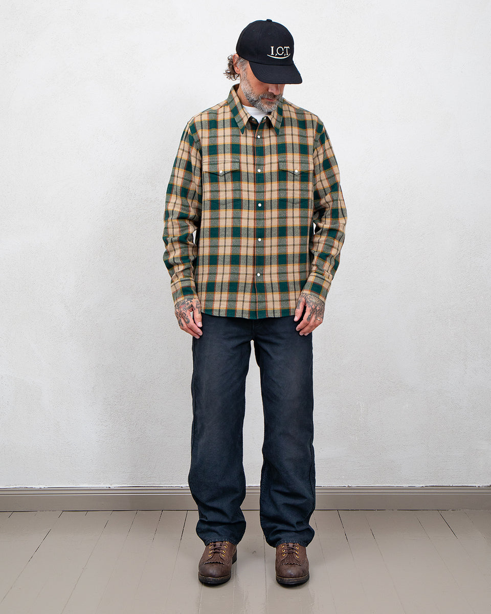 Visvim Meridian Check L/S, Green
