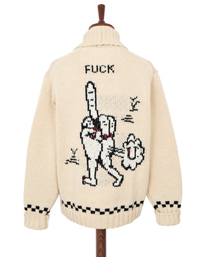 Weirdo Cowichan Cardigan, "Fuck U" Ivory