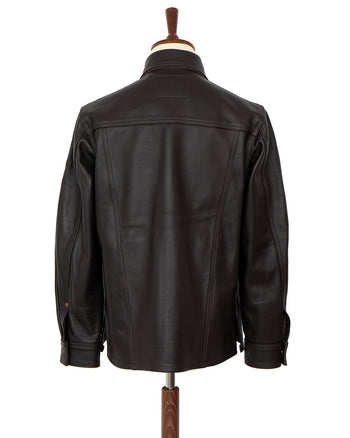 Indigofera Fargo Trucker Jacket, Brown Leather