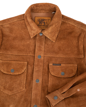 Indigofera Fargo Trucker Leather Jacket, Cognac Rough Out