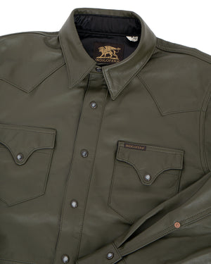 Indigofera Hawley Leather Shirt, Green