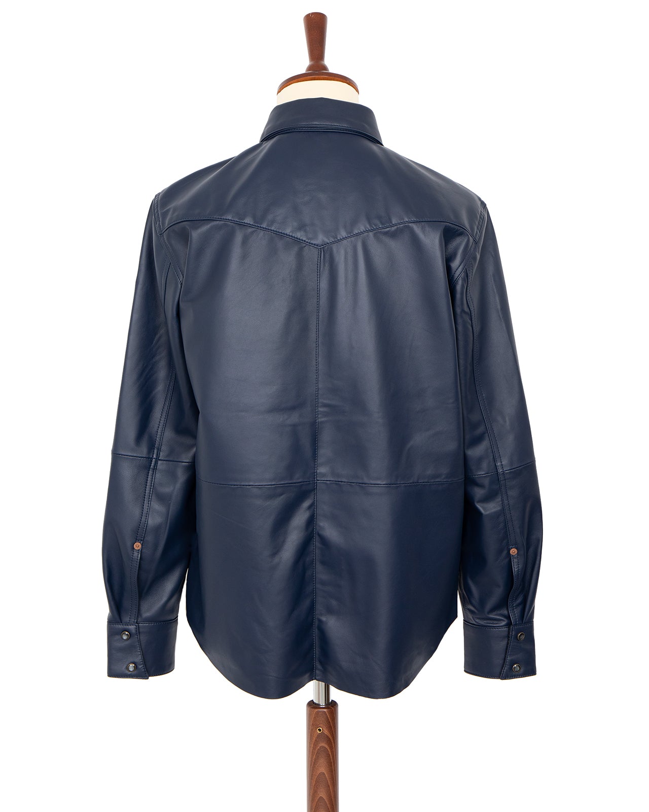 Indigofera Hawley Leather Shirt, Navy