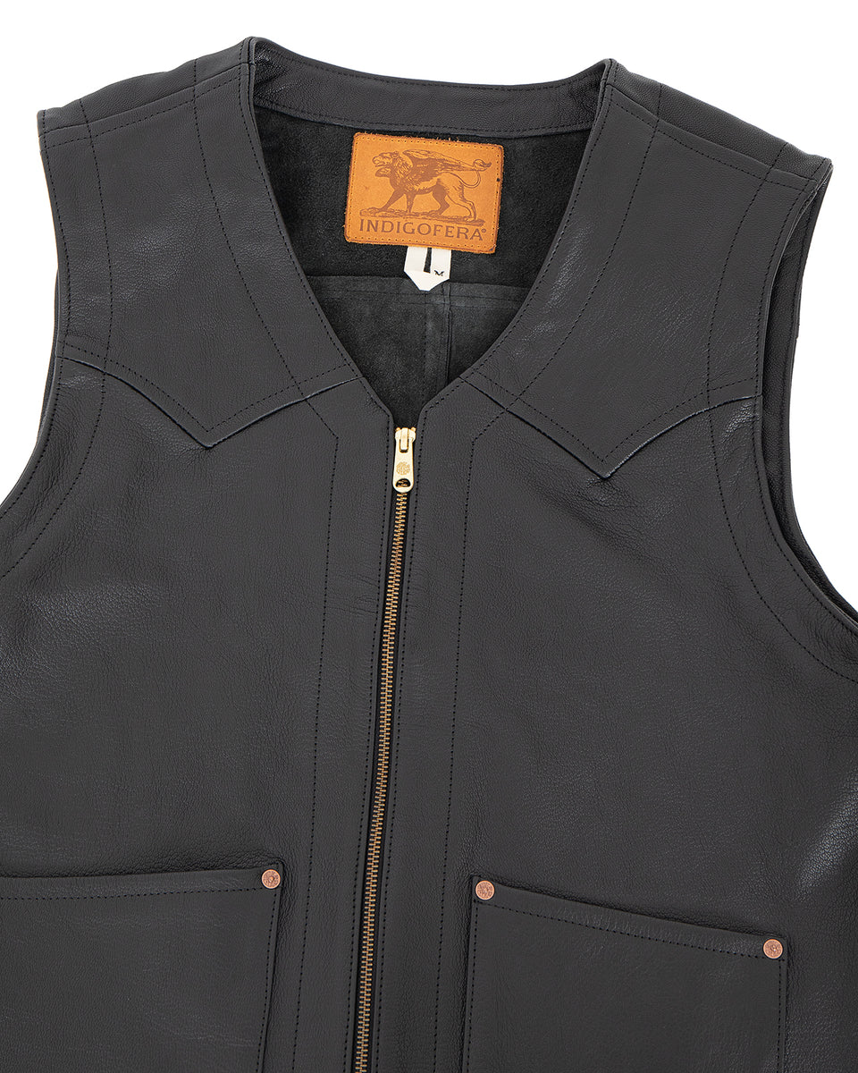 Indigofera Monroe Leather Vest, Black