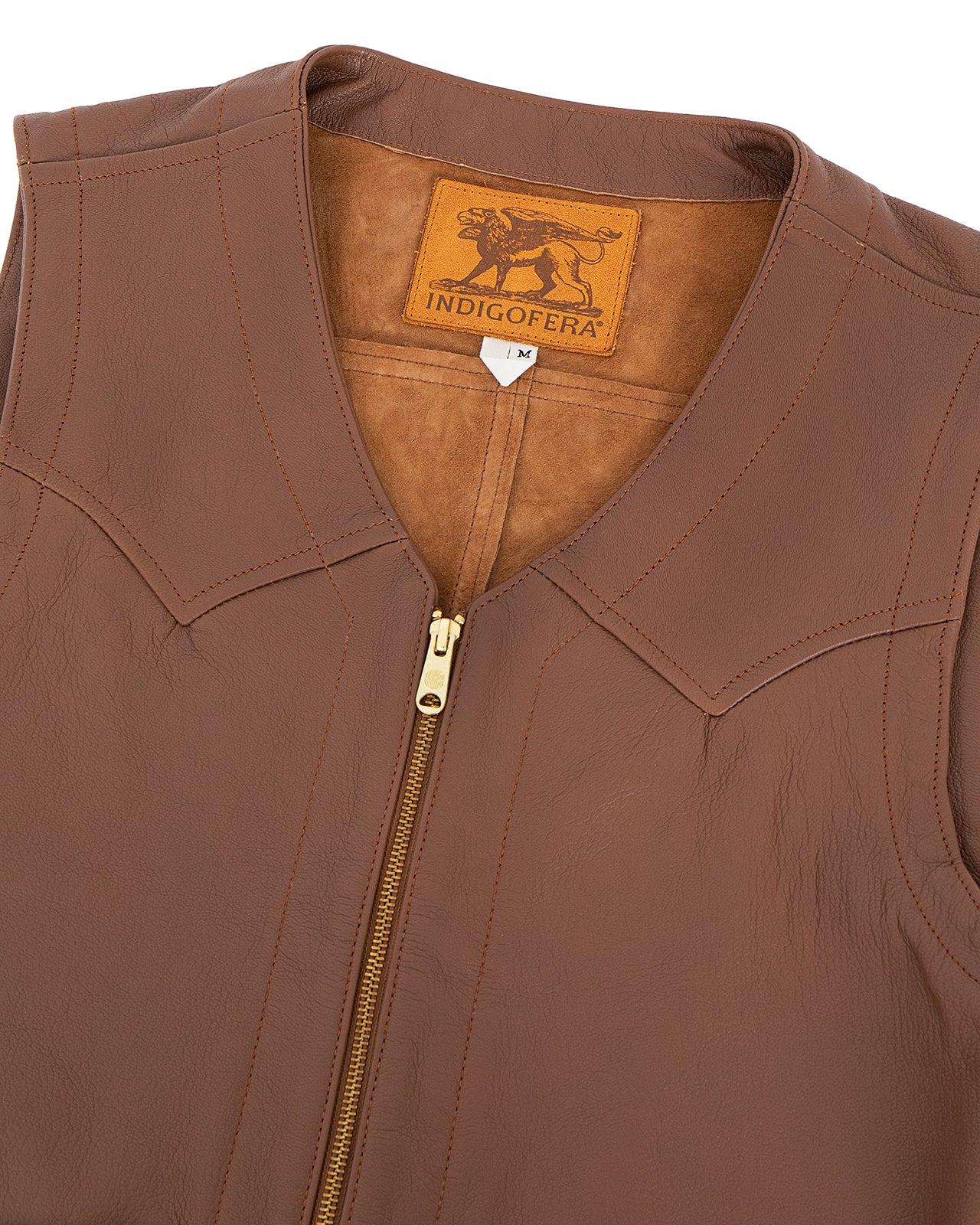 Indigofera Monroe Leather Vest, Cognac