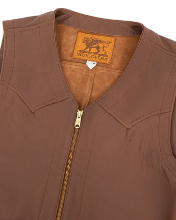Indigofera Monroe Leather Vest, Cognac