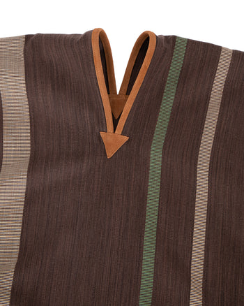 Indigofera Poncho, Cotton/Wool, Brown / Green