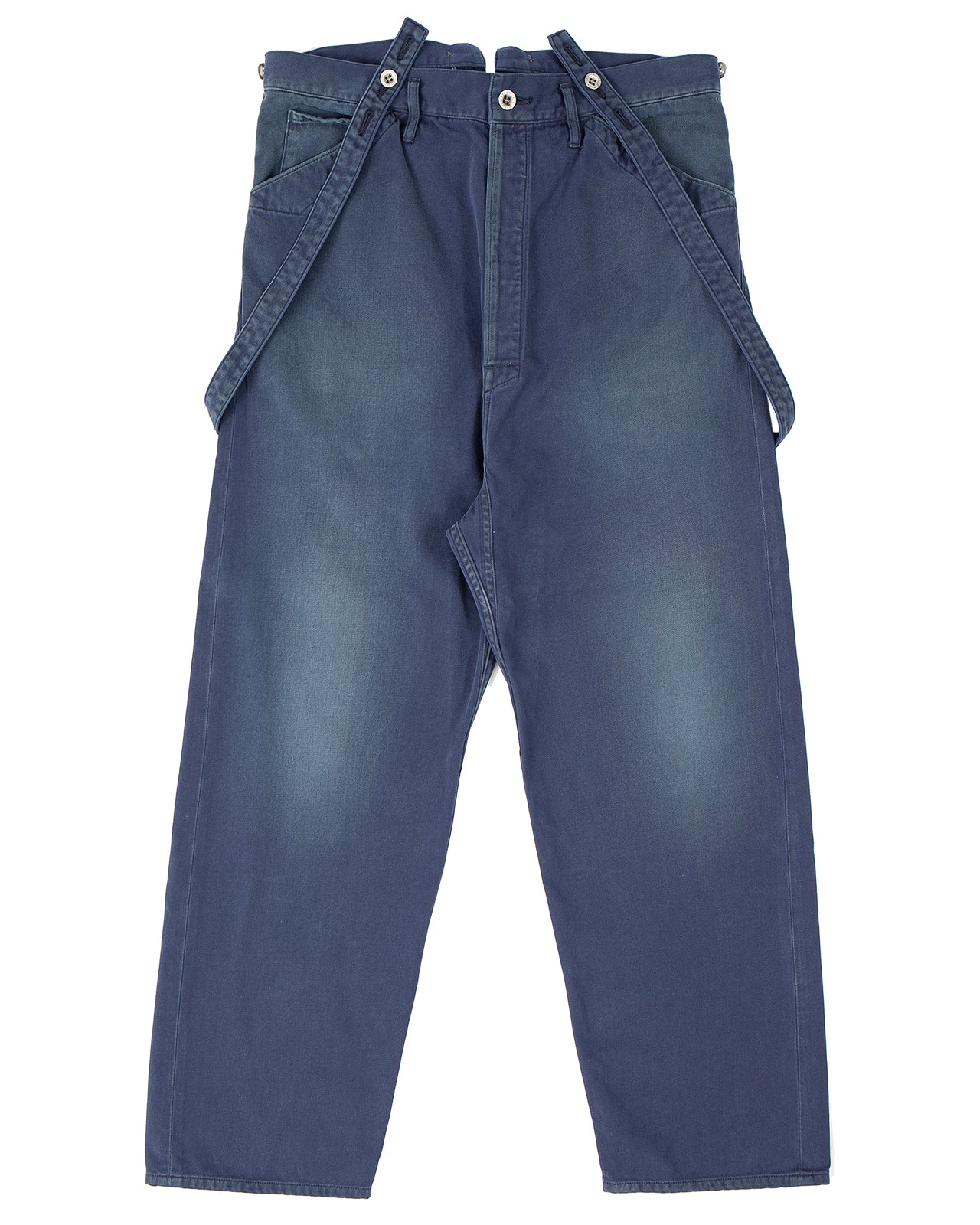 Visvim Kafka Braces Pants, Damaged, Indigo - Pancho and Lefty