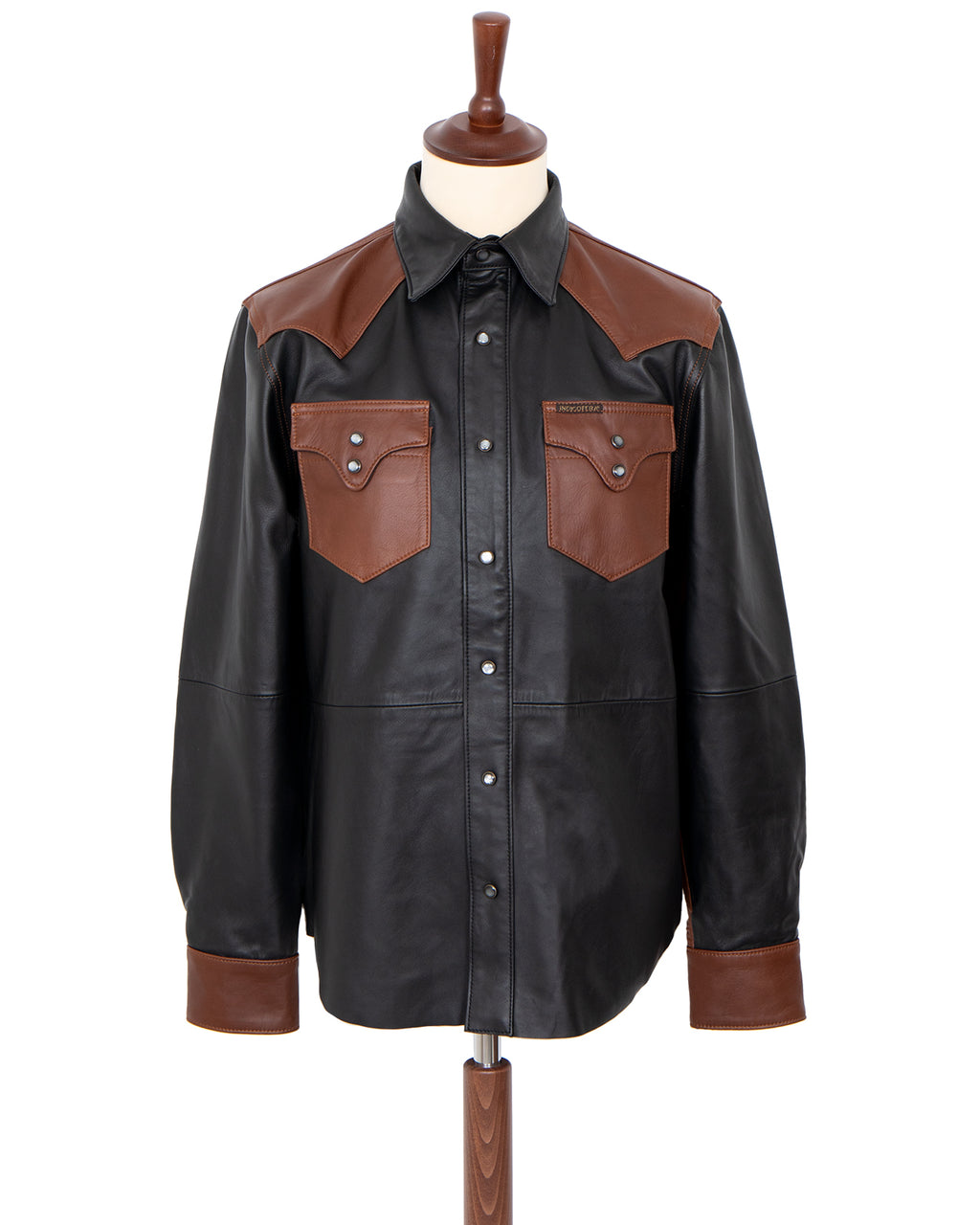 Indigofera Hawley Leather Shirt, Black / Brown